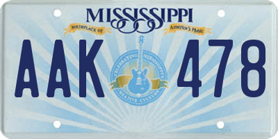 MS license plate AAK478