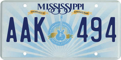 MS license plate AAK494