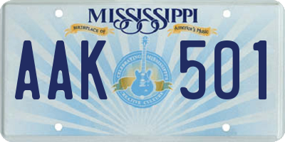 MS license plate AAK501