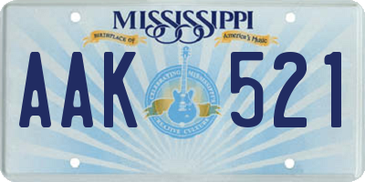 MS license plate AAK521