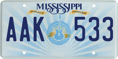 MS license plate AAK533