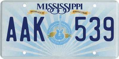 MS license plate AAK539