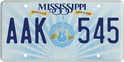 MS license plate AAK545