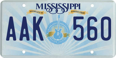 MS license plate AAK560