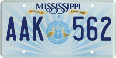 MS license plate AAK562