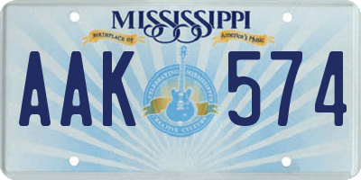 MS license plate AAK574