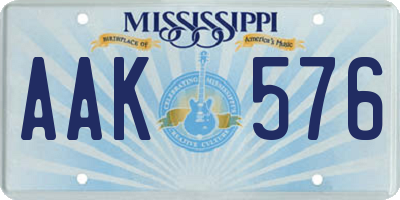 MS license plate AAK576