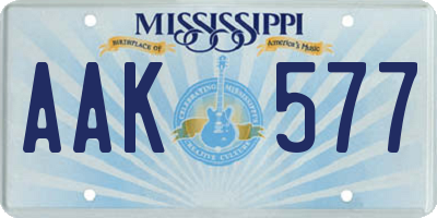 MS license plate AAK577