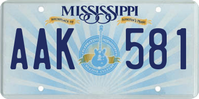 MS license plate AAK581