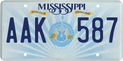 MS license plate AAK587