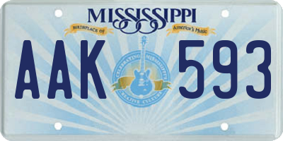 MS license plate AAK593