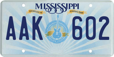 MS license plate AAK602