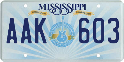 MS license plate AAK603