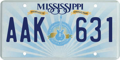 MS license plate AAK631