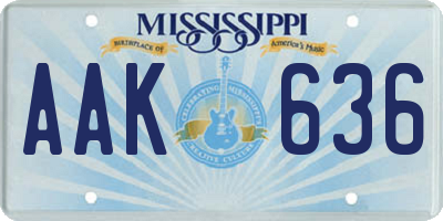 MS license plate AAK636