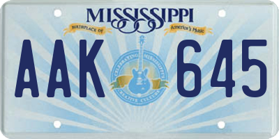 MS license plate AAK645