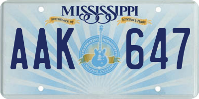 MS license plate AAK647