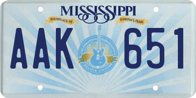 MS license plate AAK651