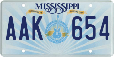 MS license plate AAK654