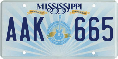 MS license plate AAK665