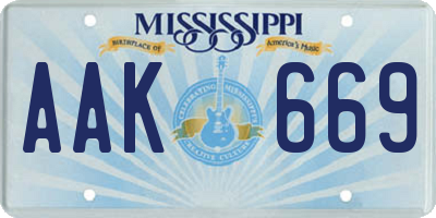 MS license plate AAK669