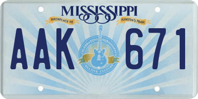 MS license plate AAK671