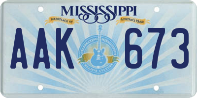 MS license plate AAK673