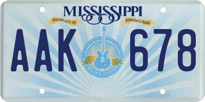 MS license plate AAK678