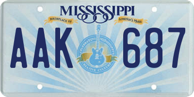 MS license plate AAK687