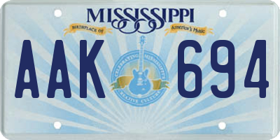 MS license plate AAK694