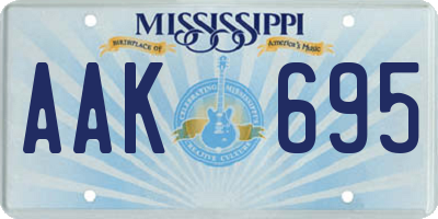 MS license plate AAK695