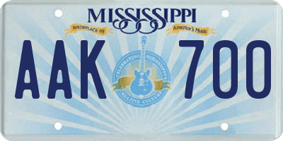 MS license plate AAK700