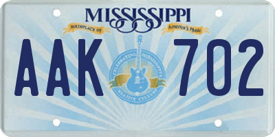 MS license plate AAK702