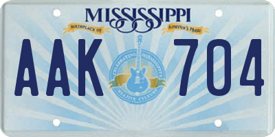 MS license plate AAK704