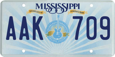 MS license plate AAK709