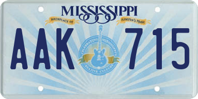 MS license plate AAK715