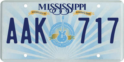 MS license plate AAK717