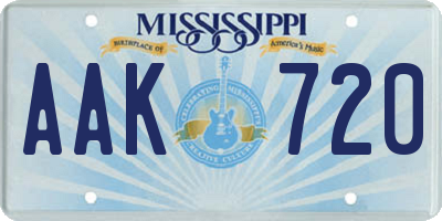 MS license plate AAK720