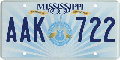 MS license plate AAK722