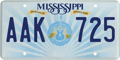 MS license plate AAK725