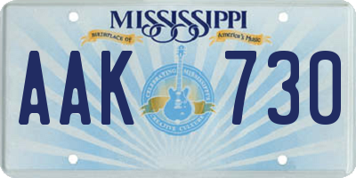 MS license plate AAK730