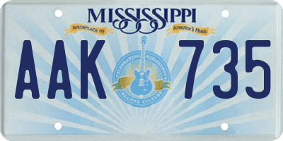 MS license plate AAK735