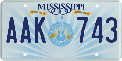 MS license plate AAK743