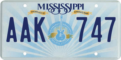 MS license plate AAK747