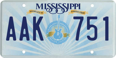 MS license plate AAK751