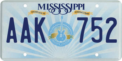 MS license plate AAK752