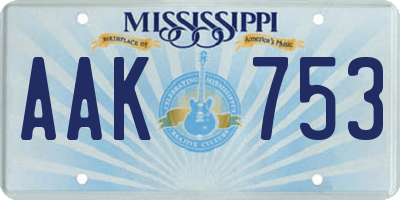 MS license plate AAK753