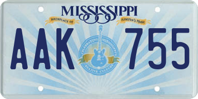 MS license plate AAK755