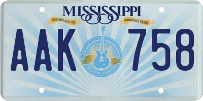 MS license plate AAK758