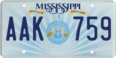 MS license plate AAK759